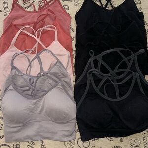 Women's Intimates Strappy Bralette Set - Black, Pink, Gray